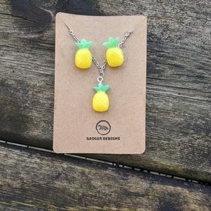 Handcrafted Pineapple Necklace and Earring set